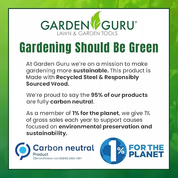 Garden Guru Eco Hand Rake Soil Tiller- 100% Recycled Stainless Steel - Rust Resistant - FSC Certified Wood Ergonomic Handle - Great for Gardening Cultivating Loosening Soil & Spreading Mulch (2 Pack)