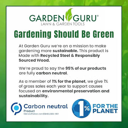 Garden Guru Eco Bulb Planter - 100% Recycled Stainless Steel - Rust Resistant - FSC Certified Wood Ergonomic Handle - Depth Marker for Consistent Planting Flowers Tulips, Dahlias - 1 Case (24 Pcs)