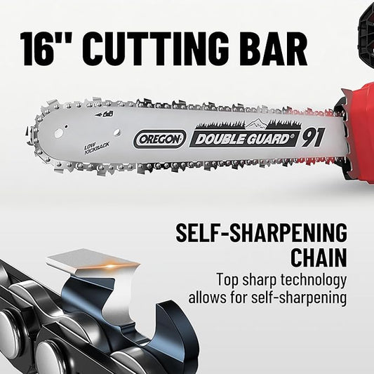 58V Cordless Chainsaw Electric Brushless Chain Saw, 16 Inch Battery Powered Chainsaw with 4.0Ah Battery and 5A Charger for Wood Cutting, Light Felling, Limbing, Firewood, Pruning (KDCS58161BDM)