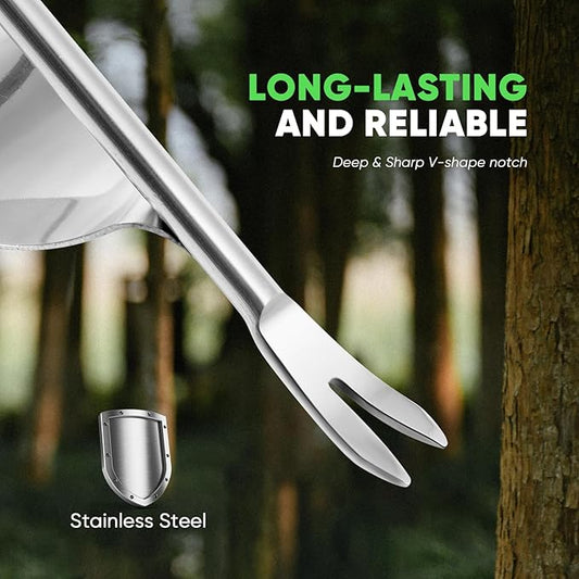 Grootpow HW1 Hand Weeder Tool, Weed Puller Tool with Ergonomic Handle for Garden - Durable Unique Lever Design Dandelion Weeder Tool with V-Shaped Forks for Easy Weed Removal - in Gift Box