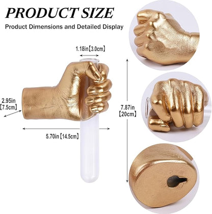 Gold Hand Vase, Wall Mounted Decor - Hanging Statue for Living Rooms & Entrance, Funky Art Sculpture Planter, Esculturas de Pared, Macetas Decorativas, Flower Tubes, Test Tubes for Plants