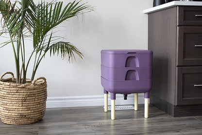 FCMP Outdoor - The Essential Living Composter, 2-Tray Worm Vermicomposter Bin (HF-LC4000v2-PUR) Plum