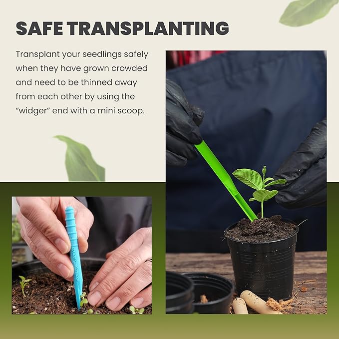 Dibby Seed Sowing Garden Tool Dibber Planter Transplanter – Sow Seeds at The Right Depth – Easily Transplant Delicate Seedlings (Dibby XL) Green (2 Pack)