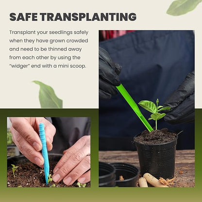 Dibby Seed Sowing Garden Tool Dibber Planter Transplanter – Sow Seeds at The Right Depth – Easily Transplant Delicate Seedlings (Dibby XL) Blue (2 Pack)