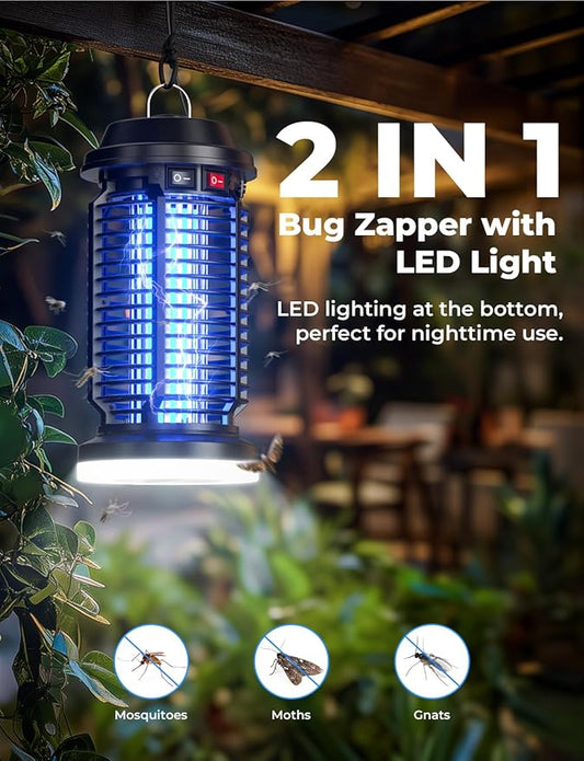 YISSVIC Bug Zapper Outdoor Indoor Waterproof Electric Mosquito Lamp Fly Zapper Killer Effective 4200V Plug in for Home Patio Office Courtyard