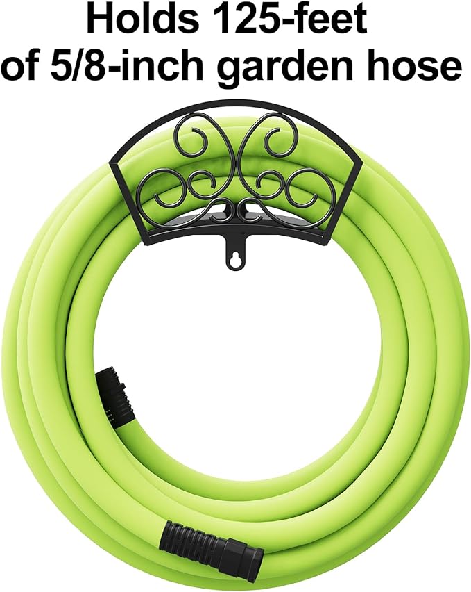 GOFORWILD Garden Hose Holder, Decorative Hose Butler Sturdy Water Hose Rack, Durable Wall Hose Hanger, Holds 125-Feet of 5/8-Inch Hose, Hose Reel, Made of Gauge Steel, 7019