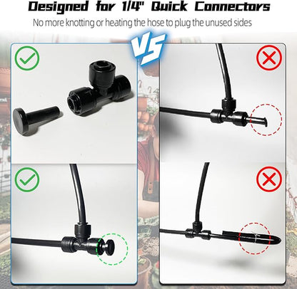 45 Pack Quick Connect 1/4" Drip Tubing Irrigation Fittings Kit Universal 1/4'' Drip Irrigation Tubing Connectors Leak Free Fitting Set Includes 10 Tee 10 Coupling 10 Elbow 10 End Cap 5 Shut Off Valve