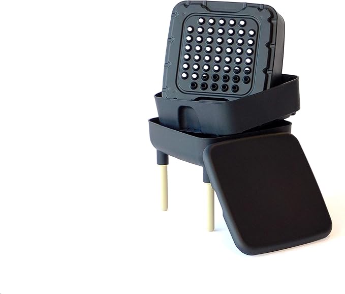 FCMP Outdoor - The Essential Living Composter, 2-Tray Worm Vermicomposter Bin (HF-LC4000v2-BLK) Black