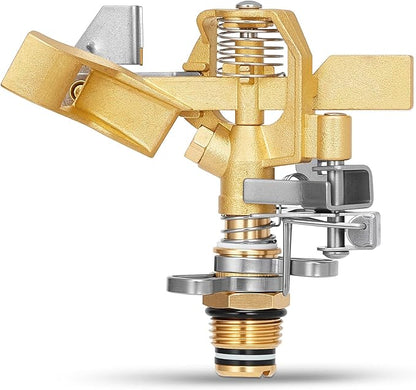 1/2 Inch Brass Sprinklers Head,Heavy Duty Water Sprinkler for Yard with 360 Degree Large Area Coverage Irrigation, Adjustable Impact Sprinklers Head Nozzle for Grass Patio Garden Irrigation