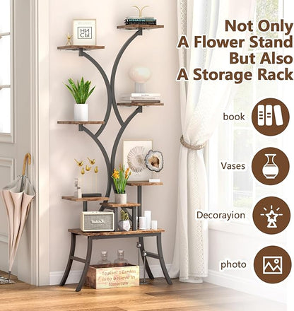 Plant Stands Indoor With Grow Light For Indoor Plants Multiple - 62" Tall Indoor Shelf With Anti-Tipping Device, Black Metal Flower Holder Rack