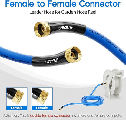 SPECILITE Female to Female Hot/Cold Garden Water Hose 10 ft x 3/4 Inch for Hose Reel, -50℉To 190℉, Heavy Duty, Flexible, Burst 605 Psi, Rubber Extension Pipe with 3/4" Brass Fittings