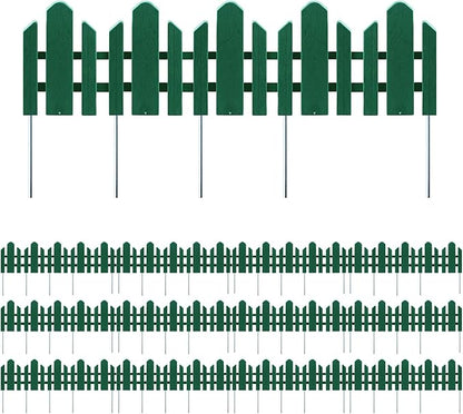 Sunnyglade 12 Pack Garden Edging Decorative Border Recycled Plastic Landscape Garden Fence Flexible No-Dig Spikes,Dark Green