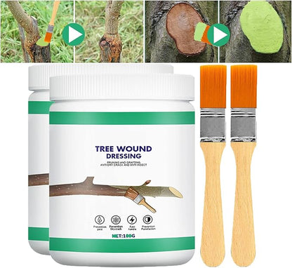 Tree Wound Sealer, Tree Pruning Sealer, Tree Grafting Supplies, Tree Wound Sealer Healing Paste, Bonsai Cut Paste, Pruning Sealer And Tree Wound Dressing for Trees, Shrubs, Roses (2Pcs*100g +2*Brush)