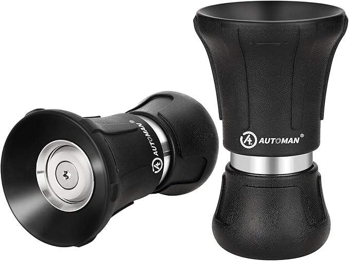 AUTOMAN Garden Hose Nozzle Heavy Duty, 2 Pack Fireman Hose Nozzle, High Pressure Water Hose Sprayer Nozzle, Adjustable Spray Nozzles for Washing Car, Cleaning Ground, Watering Plants, Showing Pets