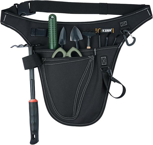 KUNN Garden Tool Organizer Belt Multifunctional Work Apron Pouch for Gardeing Florist Plumbing,Black