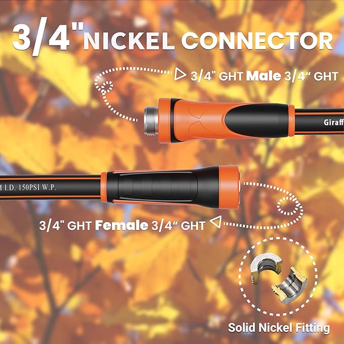 Giraffe Tools Garden Leader Hose 15ft x 5/8", Short Water Hose Heavy Duty, Flexible, Lightweight Hybrid Hose with Swivel Handle, Male to Female Fittings, Burst 600 PSI