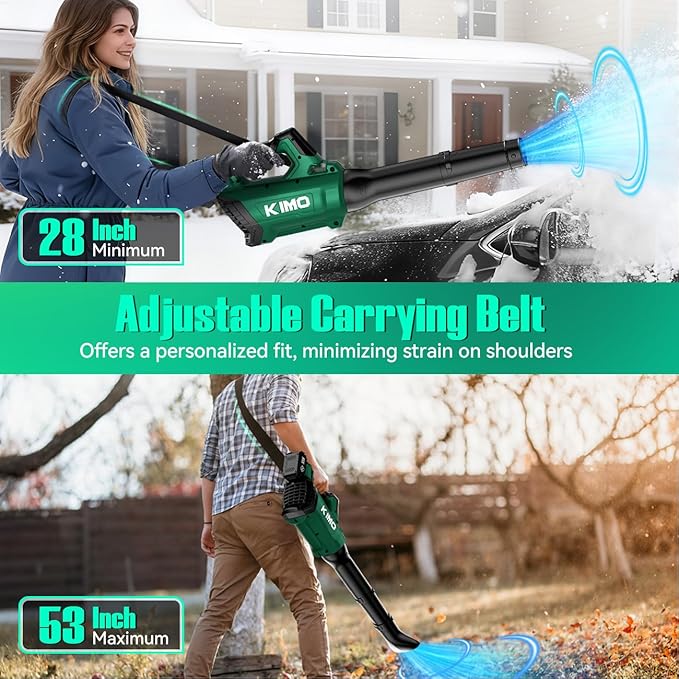 KIMO Cordless Leaf Blower with Battery and Charger, 750CFM 220MPH, 4 Speeds w/Turbo Mode, Brushless Motor, 3 Extended Tube, 2x4.0Ah Battery Powered Leaf Blowers for Lawn Care Patio Cleaning Wet Leaves