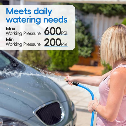 SPECILITE Hot/Cold Garden Water Hose 200 ftx 3/4 in, -50℉ To 190℉, Heavy Duty, Flexible, Burst 605 Psi, Lightweigh, Upgraded Rubber Pipe with 3/4" Brass Fittings For Backyard, Outdoor, Farm, Blue