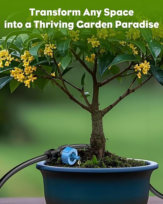 Pawfly 25 ft. 1/4" Drip Irrigation Tubing, Blank PE Distribution Tubing for Drip Irrigation System, Black Polyethylene Drip Line, Drip Irrigation Hose Roll for Garden Watering