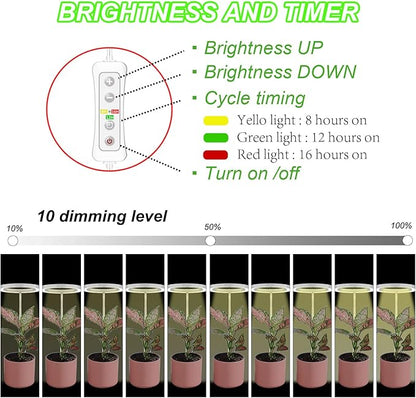 Plant Grow Light,yadoker LED Growing Light Full Spectrum for Indoor Plants,Height Adjustable, Automatic Timer, 5V Low Safe Voltage,Idea for Large Plant Light, 2 Pack