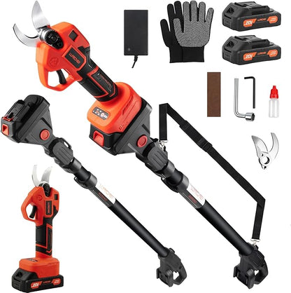 LLNDEI 2-in-1 Electric Pruning Shears Cordless, 1.6“ Cutting Diameter, Electric Tree Pruner with 13Ft Reach Extension Pole, 1000w Brushless Motor, Powered Pole Pruner for Tree Trimming.