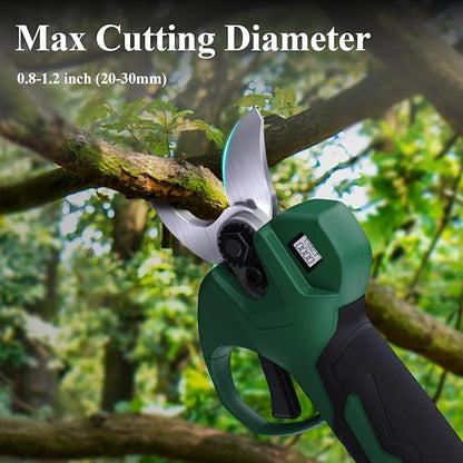 Cordless Electric Pruning Shears with 2×21V 2000mAh Batteries & LED Display, 1.2" Rechargeable Garden Pruning Shears for Thick Branches, Professional Landscaping Tools