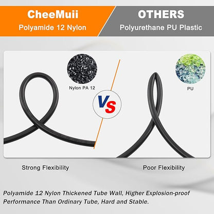 CheeMuii 200 FT 3/8 Pneumatic Tubing 3/8" DOT Air Line SAE J844 PA12 Nylon DOT Air Hose 61 Meter 3/8 Inch OD Pneumatic Air Tubing Pipe Hose Line