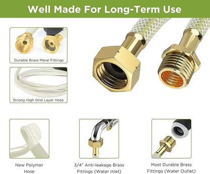 Tuyeho Retractable Garden Hose Reel 130 FT, Wall Mount Heavy Duty Water Hose Reels with Automatic Slow Rewind System, Outdoor Hoses Reel with 2 Hose Nozzles for Garden Watering, Car Wash, Pet Shower