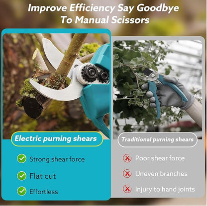 Electric Pruning Shears Cordless for Gardening - 1.2" Cutting Diameter Battery Powered Pruner with LCD Display & 2 Rechargeable Batteries, Brushless Power Pruner Heavy Duty for Tree Branch
