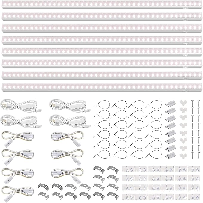 Barrina T5 Grow Light, Full Spectrum LED Grow Lights for Indoor Plants, 3ft 128W (8 x 16W, 800W Equivalent) Plant Light, Grow Lights for Seed Starting, Plug and Play, Pinkish White, 8-Pack