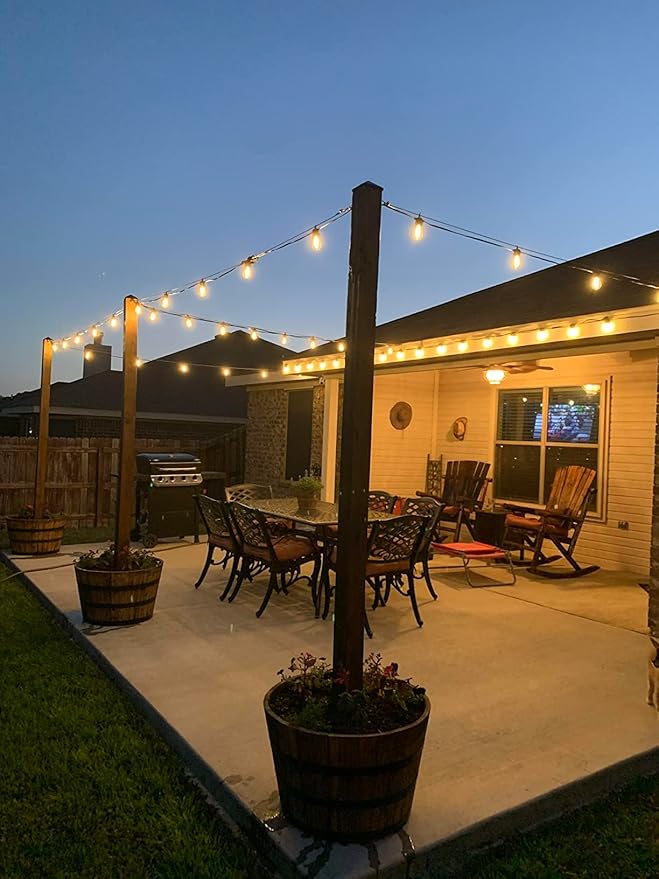 String Lights for Outside Patio 26FT IP65 Waterproof Outdoor String Lights Led with 13+1 S14 1W Shatterproof Bulbs for Patio Bistro Backyard Pergola Balcony Garden