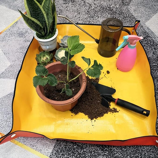 Waterproof Plant Repotting Mat Indoor Gardening Mat, Foldable Indoor Plants Succulent Potting Mat Indoor Plant Mat Portable Garden Mat-26.8" x 26.8"(Orange)