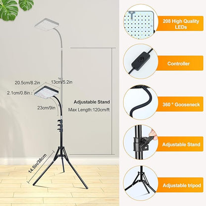 FECiDA Sunlight Plant Grow Light with Tripod Stand, 25 Watt Grow Lights for Indoor Plants, Seed Starting, Daisy Chain Function, Plug and Play, 24"-64" Height Adjustable