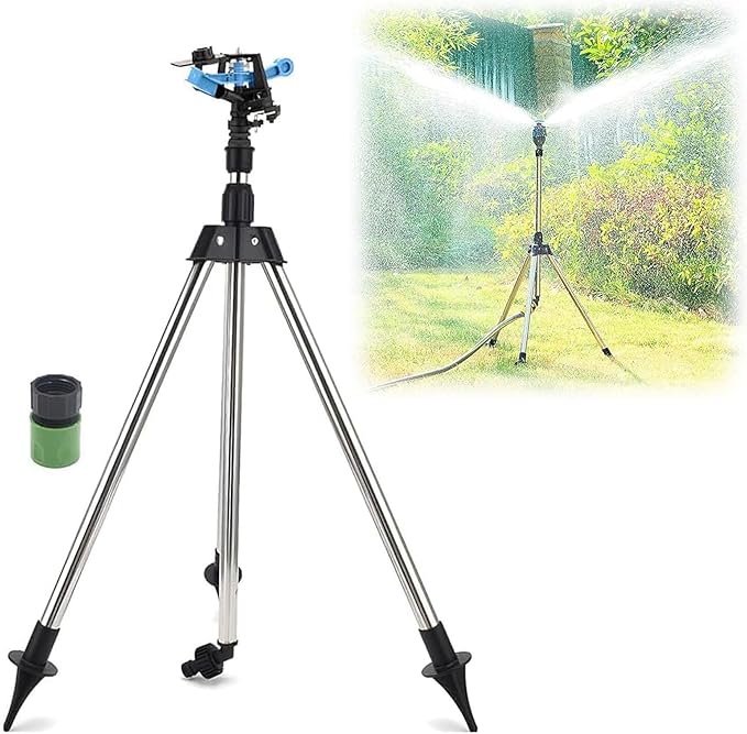 Rotating Tripod Sprinkler, 360 Degree Automatic Rotating Tripod Sprinkler, Automatic Rotating Yard Sprinklers, Rotatings Tripods Sprinklers for Large Area Yard Garden Lawn (B)