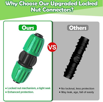 23 Pcs 1/2 Inch Drip Irrigation Fittings Kit (1/2" ID x 0.65" OD), 1/2 Inch Irrigation Tubing Set Including 4 Tees, 4 Couplings, 3 Elbows, 4 Reducer Tee, 4 Plugs, 2 Valves and 2 Faucet Adapter