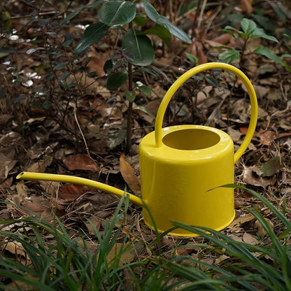 Metal Watering Can Modern Style Watering Pot with Handle and Long Spout Watering Can Garden Tools 57 Oz/1.7,Yellow
