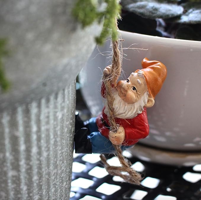 4Pcs Gnomes Set Indoor Outdoor Decor, Miniature Flower Pot Figurines Mini Statue for Fairy Garden Desk Ornament Yard Dwarf Office Decoration