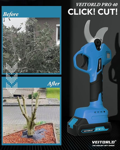 VEITORLD Upgraded Electric Pruning Shears, 1.6" Cutting Diameter Cordless Pruner with 2*2.0Ah Rechargeable Batteries&SK5 Blades, Garden Pruning Tool for Tree Branches, Gifts for Men Dad Him Christmas