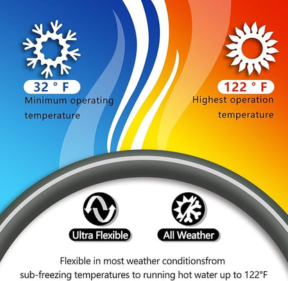 5/8’’ Heavy Duty Garden Hose 25 ft – Outdoor Hybird Water Hose with Solid Fitting - Flexible, Kinkless, Lightweight Garden Hose for Lawn Watering, Car Washing - Burst 500 Psi (Grey,25 ft)