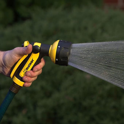 Melnor 65112-AMZ 6-Pattern Vortex Water Hose Sprayer Nozzle, QuickConnect Product Adapter, Black, Yellow, Slip Resistant Outdoor Hose Nozzle Sprayer for Watering Plants, Lawn, Car Washing, Patio, Pet
