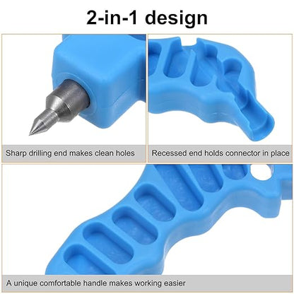 HARFINGTON 2pcs 2-in-One Drip Irrigation Tubing Hole Punch 4mm for 1/4 Inch Fitting and Emitter Insertion Drip Tube Hole Punch with 50 Pcs Goof Hole Plugs for Laying Branch Drip Pipes