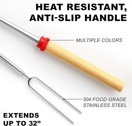 Zulay Kitchen 6 Pack Smores Sticks for Fire Pit - Long Marshmallow Roasting Sticks Smores Kit - Perfect Smore Skewers & Hot Dog Forks For Campfires, Camping Essentials S'mores Gear (Extendable Sticks)