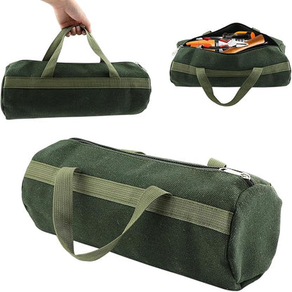 Tool Bag, Portable Multi-Purpose Canvas Tools Organizer, Heavy Duty Storage Handbag Tote Bag with Sturdy Bottom, Wide Mouth Tool Bags for Electricians, Carpenter(COLOR:Round, 45 x 20cm)