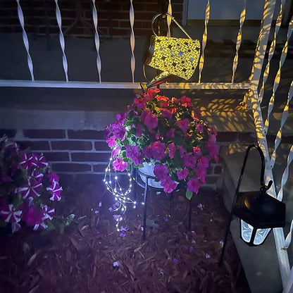 Solar Watering Can Lights,Christmas Large Retro Metal Hanging Solar Lights Outdoor Waterproof, Birthday Gifts for Women Mom Grandma Garden Decor Yard Light LED Decoration Outside for Porch Lawn Patio