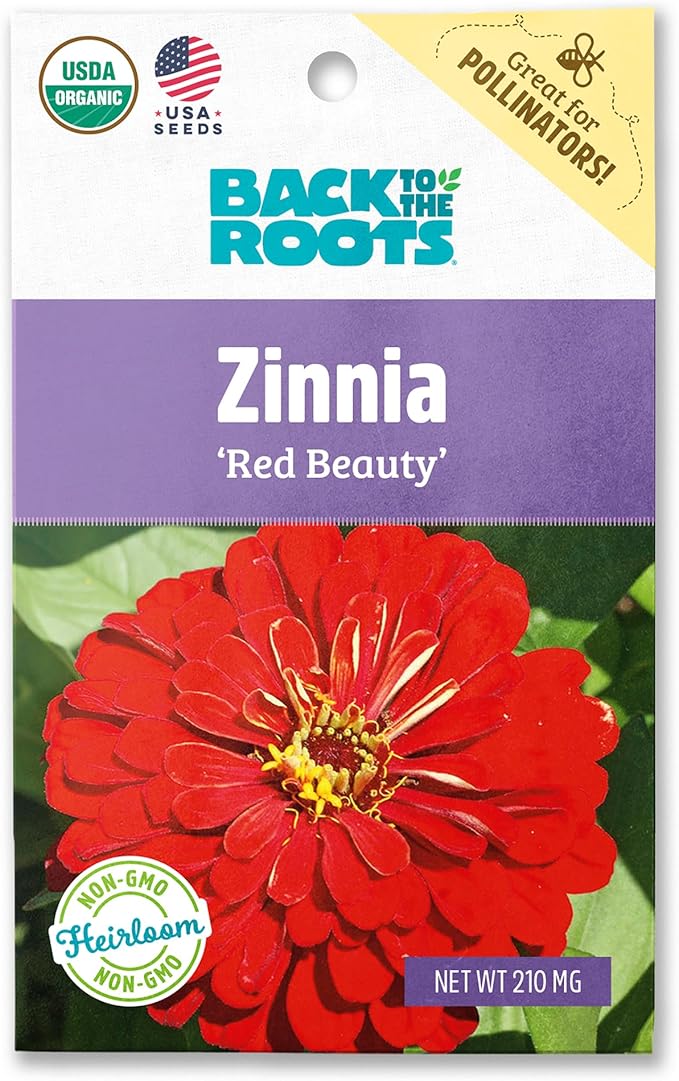 Back to The Roots 100% Organic Seed Packet - Zinnia 'Red Beauty' 210mg