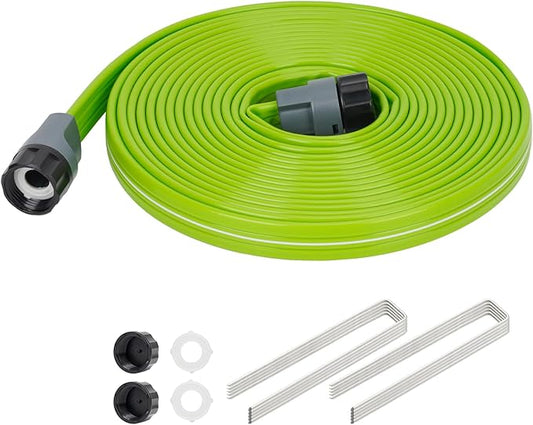 Sprinkler Soaker Hose 25FT, Watering Hose with Holes, High-Efficiency Sprinklers System for Garden and Lawn with Staples