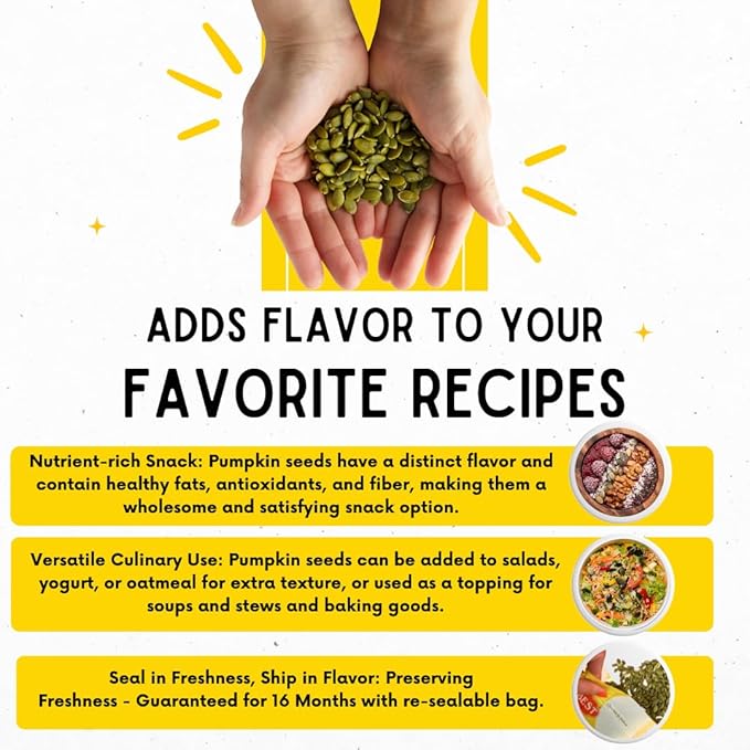 Sunbest Natural - Pumpkin Seeds Raw and Fresh, Pumpkin Seeds Unsalted, Whole Shelled Pumpkin Seeds, Kosher Seeds for Snacks, Pumpkin Seeds Bulk, Non-GMO and Vegan Healthy Pumpkin Snacks, 3 Lbs.