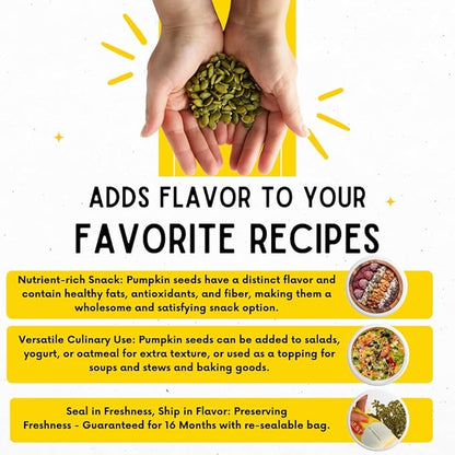 Sunbest Natural Raw Pumpkin Seeds, 2 lbs – Unsalted & Shelled – Whole Pepitas, Pumpkin Seeds to Eat – Great for Snacking, Baking & Topping – Rich in Essential Fatty Acids, Iron & Protein (32 oz)