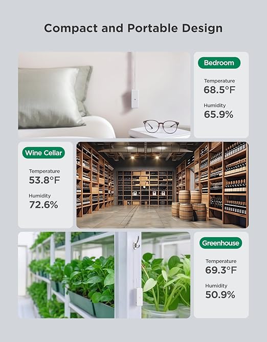 GoveeLife 2.0 WiFi Hygrometer Thermometer 3 Pack, Smart Humidity Temperature Sensor with App Notifications, Temperature Humidity for Bedroom, Wine Cellar, Basements(Only Support 2.4G Wi-Fi)