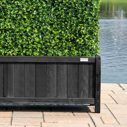 NatraHedge 15" Hampton Contemporary Black Wooden Planter Box Indoor and Outdoor Use for Patio Garden (44" x 15" x 15")